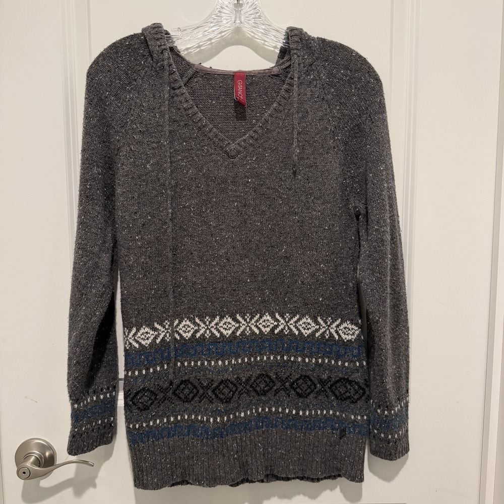 Gitano‎ deep v-neck hooded sweater Small